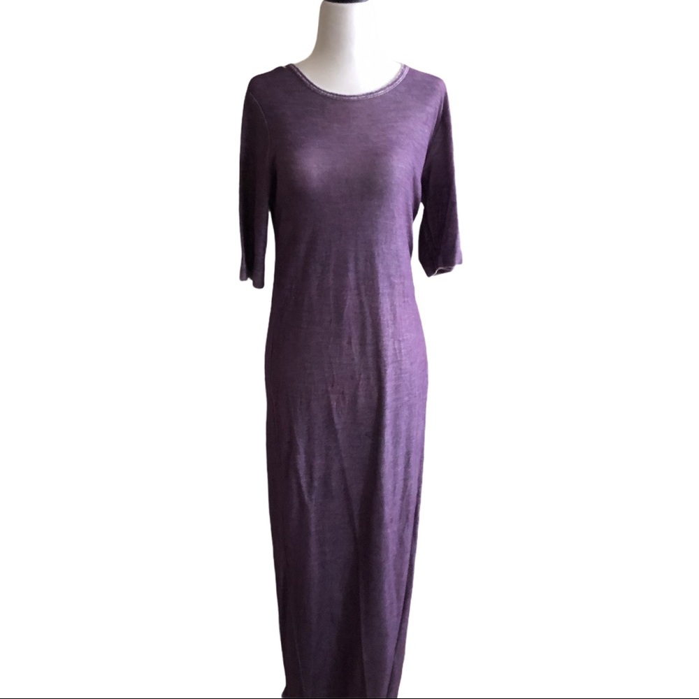 GO COUTURE Short Sleeve Lightweight Fleece Lined T-Shirt Maxi Dress